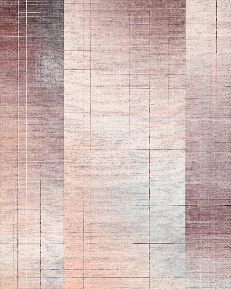 Terracotta Subtle Lined Panel Rug - Cutout View