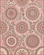 Terracotta Sunburst Medallion Floral Rug - Cutout View