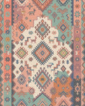 Terracotta Teal Geometric Animal Medallion Rug - Cutout View