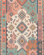 Terracotta Teal Geometric Animal Medallion Rug - Cutout View