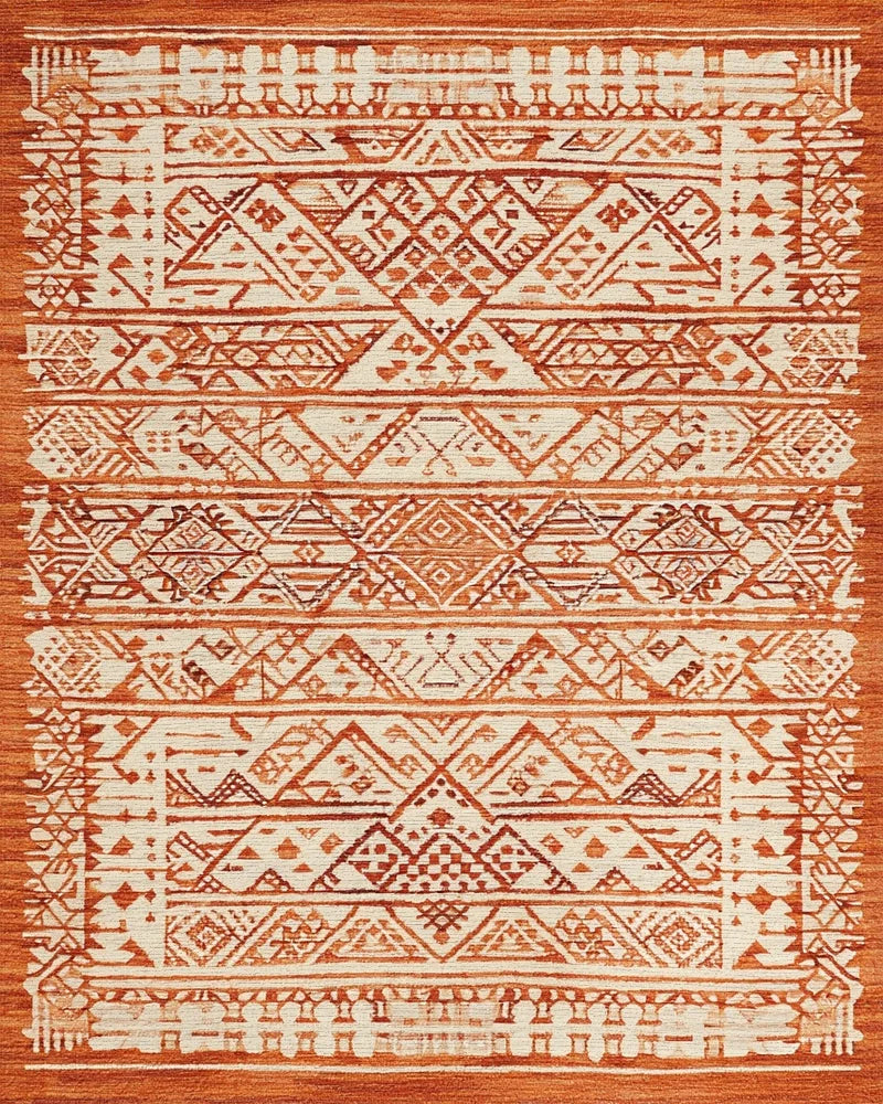 Terracotta Tribal Geometric Stripe Rug - Cutout View