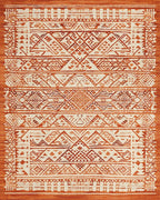 Terracotta Tribal Geometric Stripe Rug - Cutout View