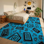 Text Blocks Pattern Rug Bedroom View