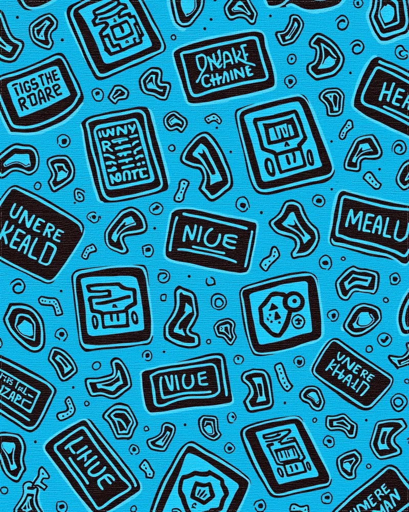 Text Blocks Pattern Rug - Cutout View