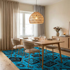 Text Blocks Pattern Rug Dining Room View