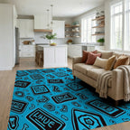 Text Blocks Pattern Rug Living Room View