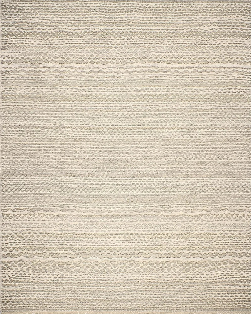 Textured Cream Neutral Stripe Rug - Cutout View