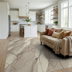 Textured Stone Landscape Cream Rug Living Room View