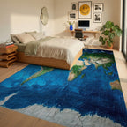Textured World Map Rug - Bedroom View