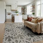 Thunderbird Arrows Neutral Earth Tones Rug Living Room View