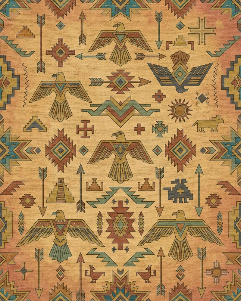Thunderbird Sun Arrow Southwest Collection Rug - Cutout View