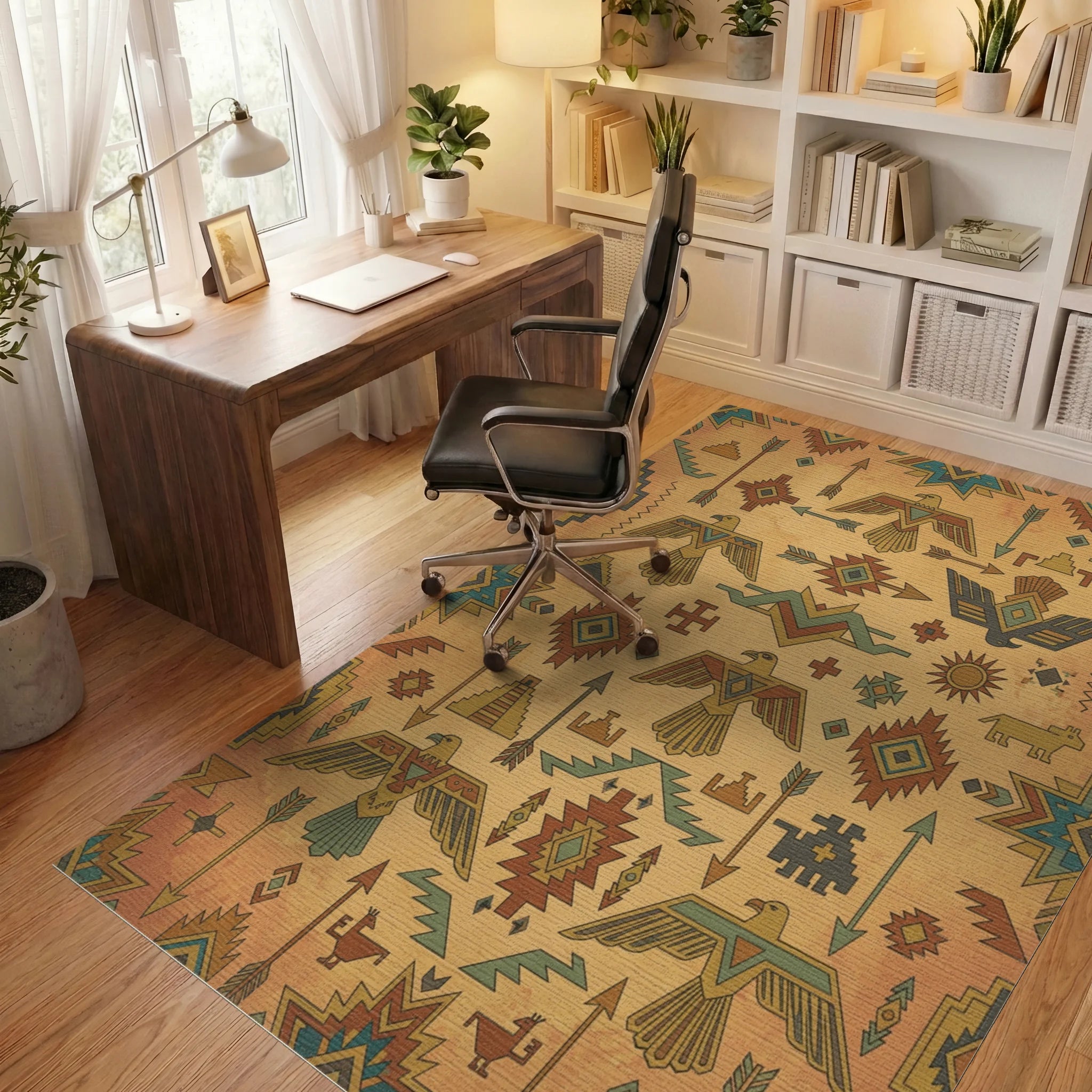 Thunderbird Sun Arrow Southwest Collection Rug Office View