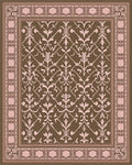 Traditional Damask Patterned Brown Pink Rug - Cutout View