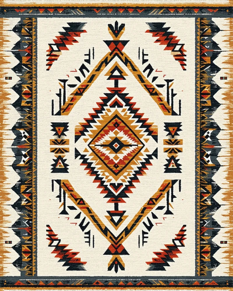 Tribal Earth Tones Diamond Rug - Cutout View