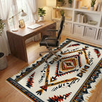 Tribal Earth Tones Diamond Rug - Office View