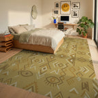 Tribal Earth Tones Geometric Eye Rug Bedroom View