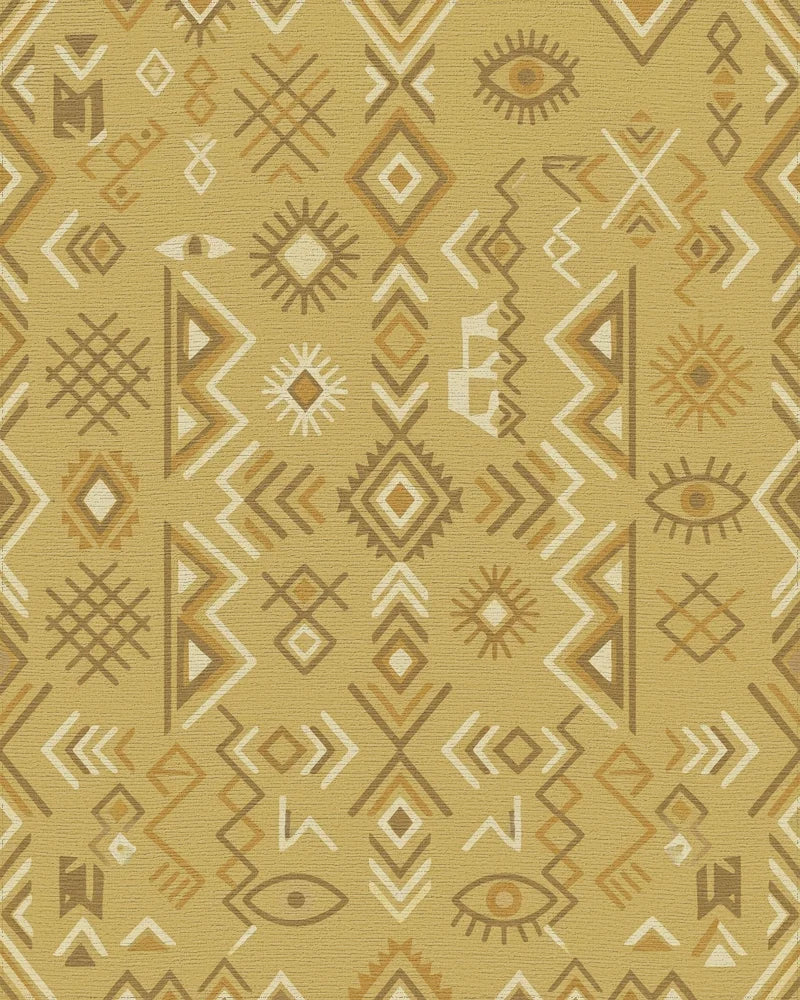 Tribal Earth Tones Geometric Eye Rug - Cutout View