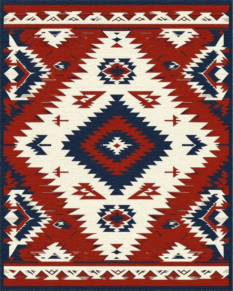 Tribal Geometric Diamond Pattern Rug - Cutout View