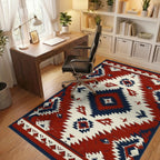 Tribal Geometric Diamond Pattern Rug - Office View