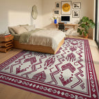 Tribal Geometric Pattern Rug Bedroom View
