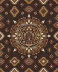 Tribal Sun Ceramic Medallion Terra Cotta Rug - Cutout View