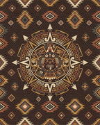 Tribal Sun Ceramic Medallion Terra Cotta Rug - Cutout View