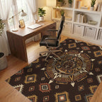 Tribal Sun Ceramic Medallion Terra Cotta Rug Office View
