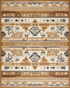 Tribal Terracotta Navy Geometric Rug - Cutout View