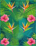 Tropical Bird of Paradise Hibiscus Leaves Rug - Cutout View