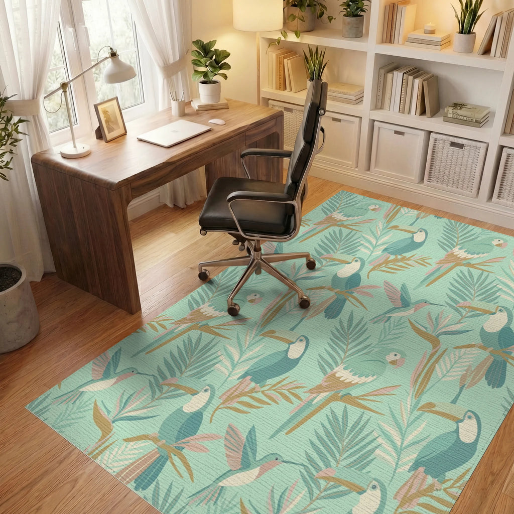 Tropical Birds and Botanicals Medley Rug Office View