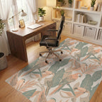 Tropical Birds Orange Green Leaves Rug Office View