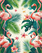 Tropical Flamingo And Hibiscus Garden Design Rug - Cutout View