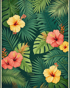 Tropical Floral Rainforest Pattern Rug - Cutout View