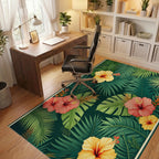 Tropical Floral Rainforest Pattern Rug Office View