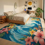 Tropical Floral Wave Paradise Rug Bedroom View