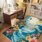 Tropical Floral Wave Paradise Rug Office View