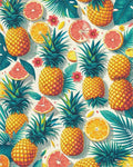 Tropical Fruit Pineapple Citrus Design Rug - Cutout View
