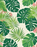 Tropical Green Monstera Palm Rug - Cutout View