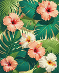 Tropical Hibiscus Flower Botanical Print Rug - Cutout View