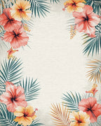 Tropical Hibiscus Palm Leaf Rug - Cutout View