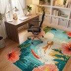 Tropical Hibiscus Surf Sunset Rug - Office View