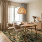 Tropical Jungle Birds Lush Greenery Rug Dining Room View