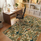 Tropical Jungle Birds Lush Greenery Rug Office View
