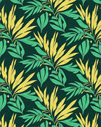 Tropical Leaf Patterned Botanical Design Rug - Cutout View