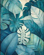Tropical Leaf Print Design Rug - Cutout View
