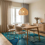Tropical Leaf Print Design Rug - Dining Room View