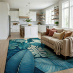 Tropical Leaf Print Design Rug - Living Room View