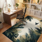 Tropical Palm Silhouette Moon Birds Rug - Office View