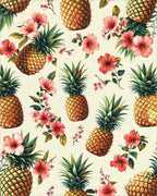 Tropical Pineapple Hibiscus Pattern Rug - Cutout View