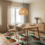 Tropical Pineapple Hibiscus Pattern Rug Dining Room View